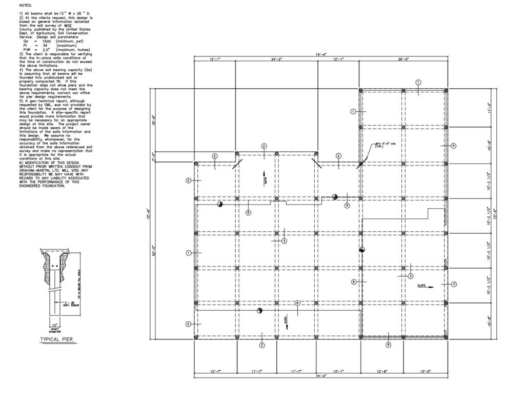 Typical Engineered plans and pier depth.